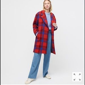 Oversized topcoat in plaid Italian wool